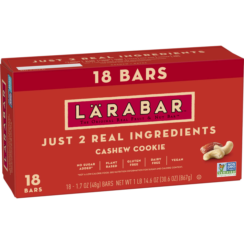 LÄRABAR Cashew Cookie bar wrapped for easy on-the-go snacking.