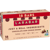 LÄRABAR Chocolate Chip Cookie Dough Bar packaging highlights six simple ingredients.