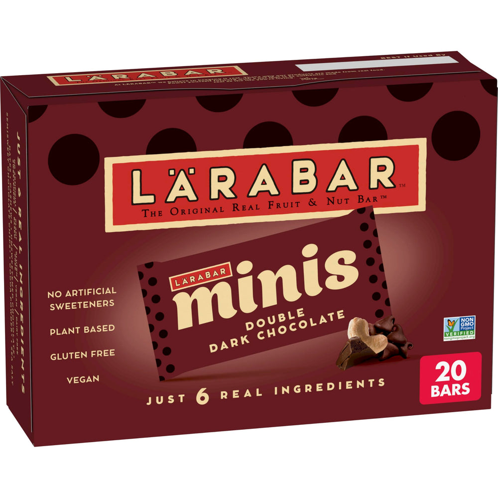 LÄRABAR Minis Double Dark Chocolate box, gluten-free and vegan.