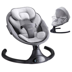 Larex baby swing side view showing soothing motion for infants