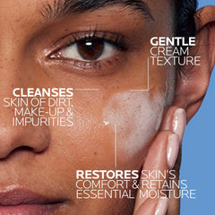 Milky texture of La Roche-Posay Toleriane Hydrating Cleanser close-up, soothing feel