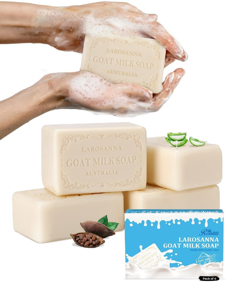 larosanna Australian Goat Milk Soap unwrapped scent evokes pastoral calm and fresh cleanse