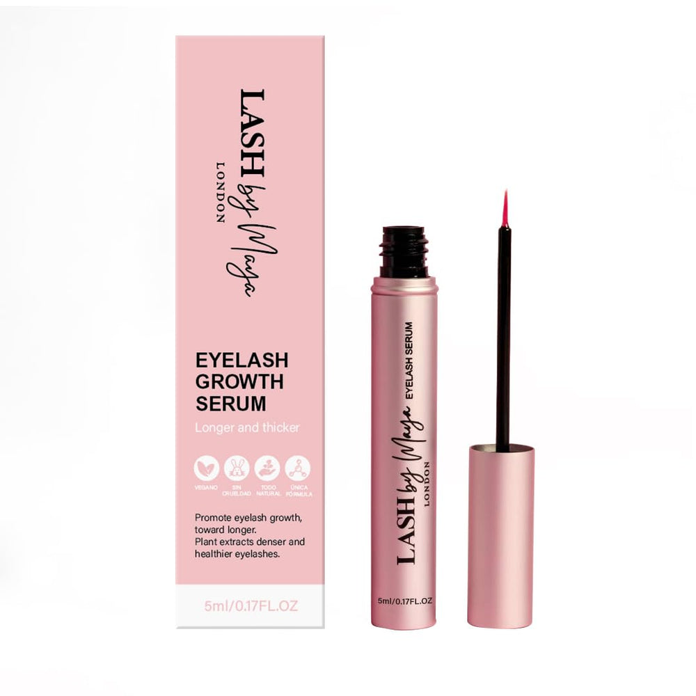 LASH by Maya Serum bottle close-up for natural lash care.