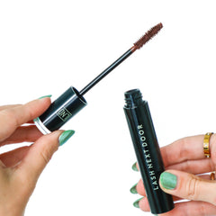 Lash Next Door Espresso Brown Mascara swatch demonstrating natural color and added length