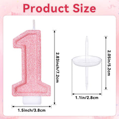 LASILE pink sequin cake topper number 1 for celebrations