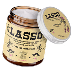 LASSO TALLOW Glow Balm bottle promotes radiant skin and daily nourishment