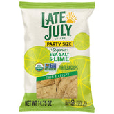 Late July Sea Salt and Lime tortilla chips bag front, crisp and inviting for entertaining