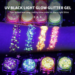 LATIBELL Glow Glitter Gel on body and hair for festival-ready accents.
