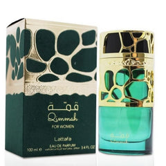 Lattafa Qimmah 100ml bottle front view for daily elegance.