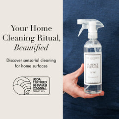 The Laundress No. 247 trigger spray delivering an even mist for quick wipes.