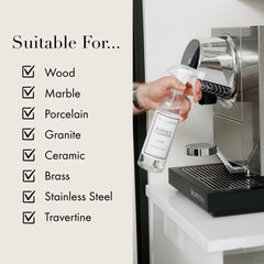 Porcelain surface cleaned with The Laundress Surface Cleaner for a streak-free finish.