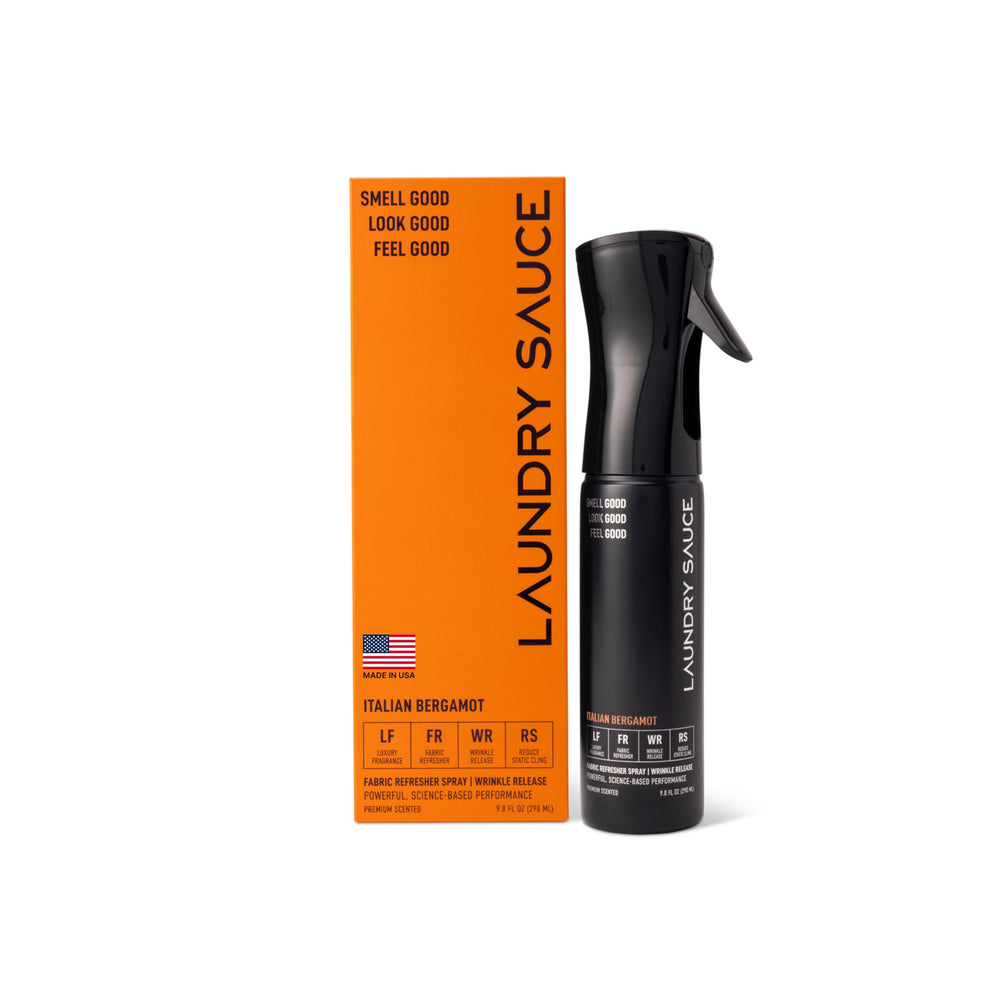 Laundry Sauce Italian Bergamot bottle releases luxury fragrance on fabrics for everyday freshness.