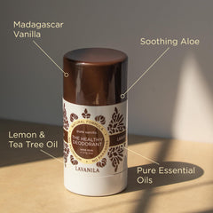 USA-made label on Lavanila Pure Vanilla deodorant packaging