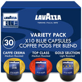 Lavazza Blue Top Class pods in a display box highlighting tasting variety