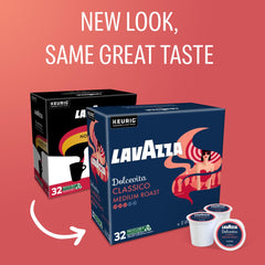 Lavazza Dolcevita Classico capsule closeup highlighting balanced flavor and dried fruit notes.