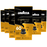 Lavazza Espresso Maestro Lungo capsules in a box, convenient single-serve option for Nespresso Original machines