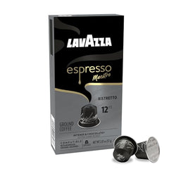Lavazza Espresso Maestro Ristretto capsules in tray for organized daily brews.