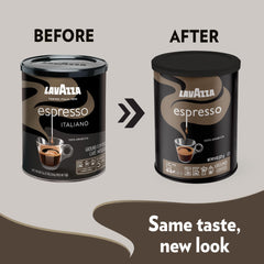 Lavazza Pack of 6 tins displayed for convenient home brewing.