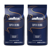 Lavazza Super Crema two-pack bags ready for steady espresso at home.