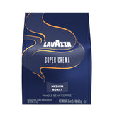 Lavazza Super Crema whole bean bag ready for grinding to a bold, creamy espresso.