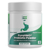 Layer Origin PureHMO 2'-FL powder bottle demonstrates daily gut-friendly prebiotic support.
