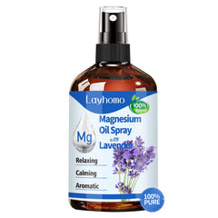 Layhomo magnesium oil for feet bottle highlighting pure formula for daily use.