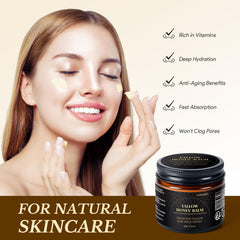 Lazibudgha grass-fed tallow face application showing versatile facial care.