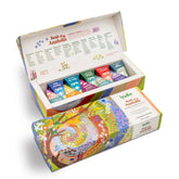 LAZIKA tea sampler presentation box showcasing premium blends for gifting and daily relaxation.