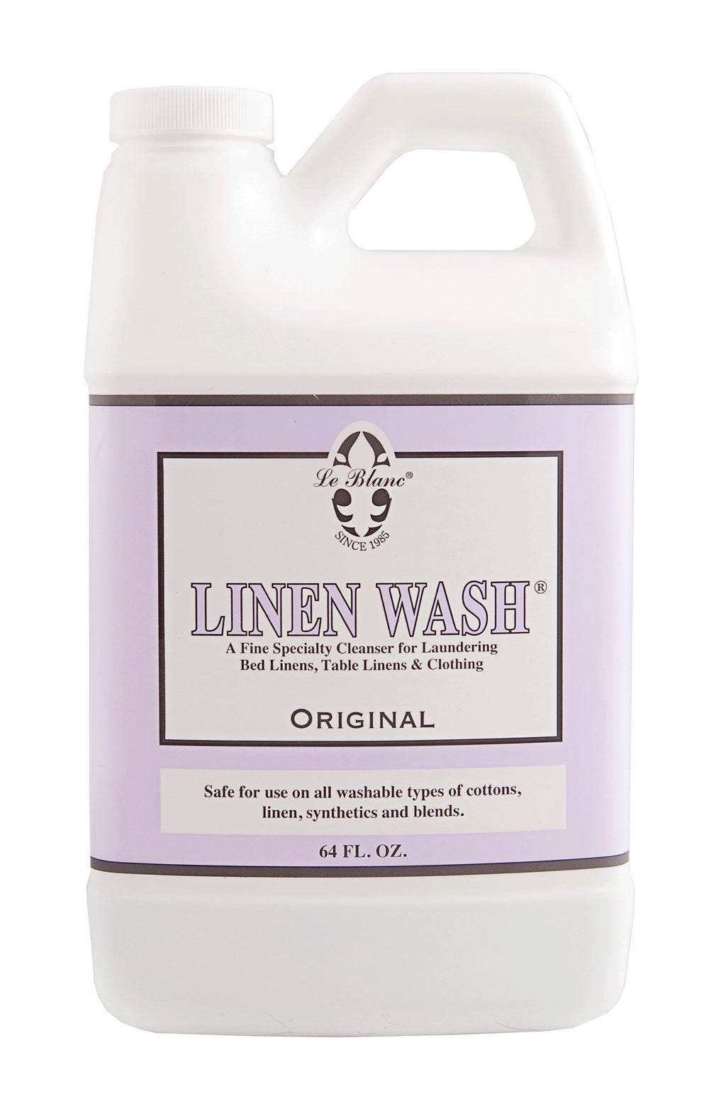 Le Blanc Original Linen Wash bottle pour demonstrates cold-water stain removal.
