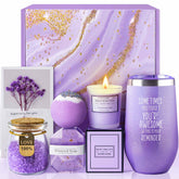 LE CADEAU lavender spa gift basket offers lavender serenity for special occasions.