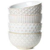 LE TAUCI cereal bowls with embossed exterior for farmhouse charm and everyday serving.