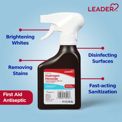 Leader Hydrogen Peroxide spray ideal for minor first-aid care.