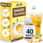 LeafLea 40 Ginger Tea Bags box front for quick brewing.