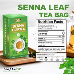 LeafLea 40 Senna tea bags closeup of senna leaves and natural purity