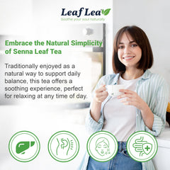 LeafLea 40 Senna tea bags in a box highlighting freshness and storage