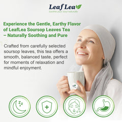 LeafLea brewed soursop tea in a cup with a gentle aroma and color.