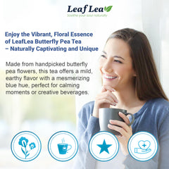 LeafLea butterfly pea tea bag with double chamber for rich flavor.