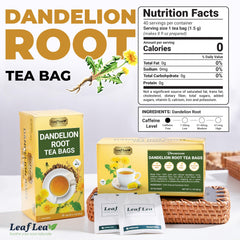 LeafLea Dandelion Root Tea Bags individually wrapped preserve freshness for daily use.