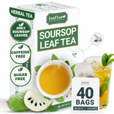 LeafLea soursop tea bags in packaging preserve freshness for on-the-go use.