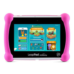 LeapFrog LeapPad Academy pink tablet back view showcasing durability