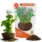 Leaves and Soul indoor herb soil bag opened, ready-to-use gardening.
