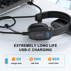 LEAYU headset offers 60 hours of music on a single charge.