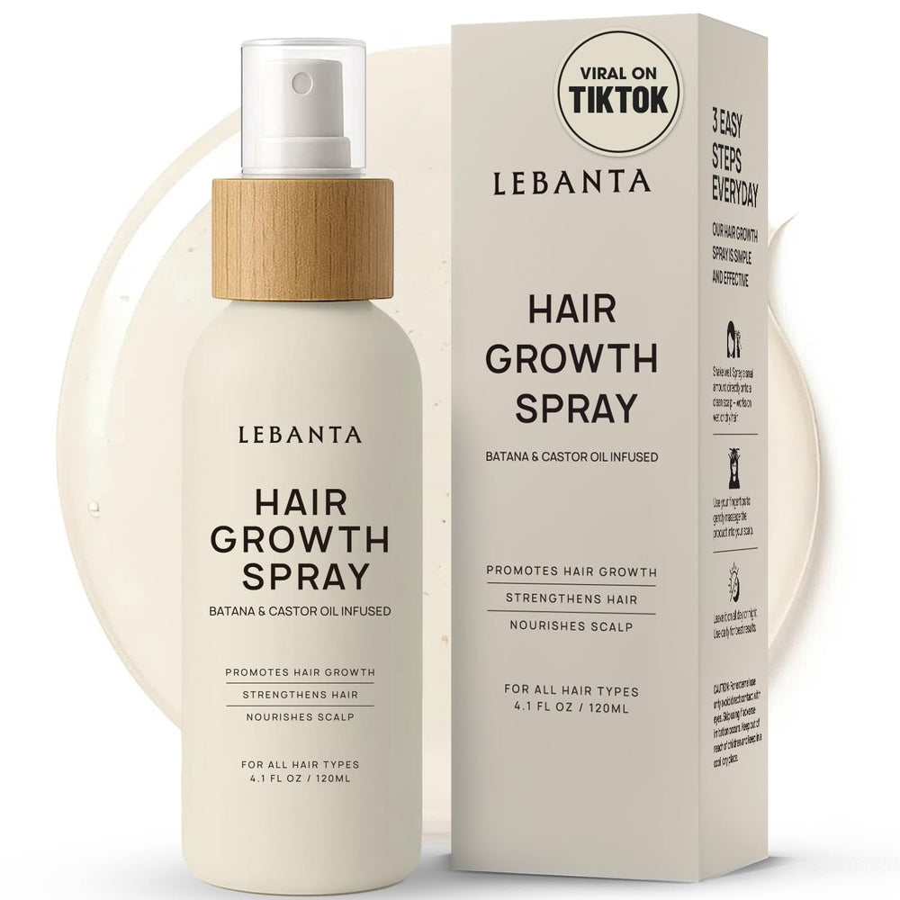 Lebanta Hair Growth Oil Spray bottle front shows lightweight, non-greasy hydration.