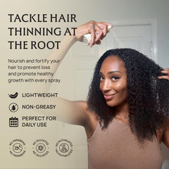 Lebanta Hair Growth Oil Spray label closeup highlights organic ingredients and purity.