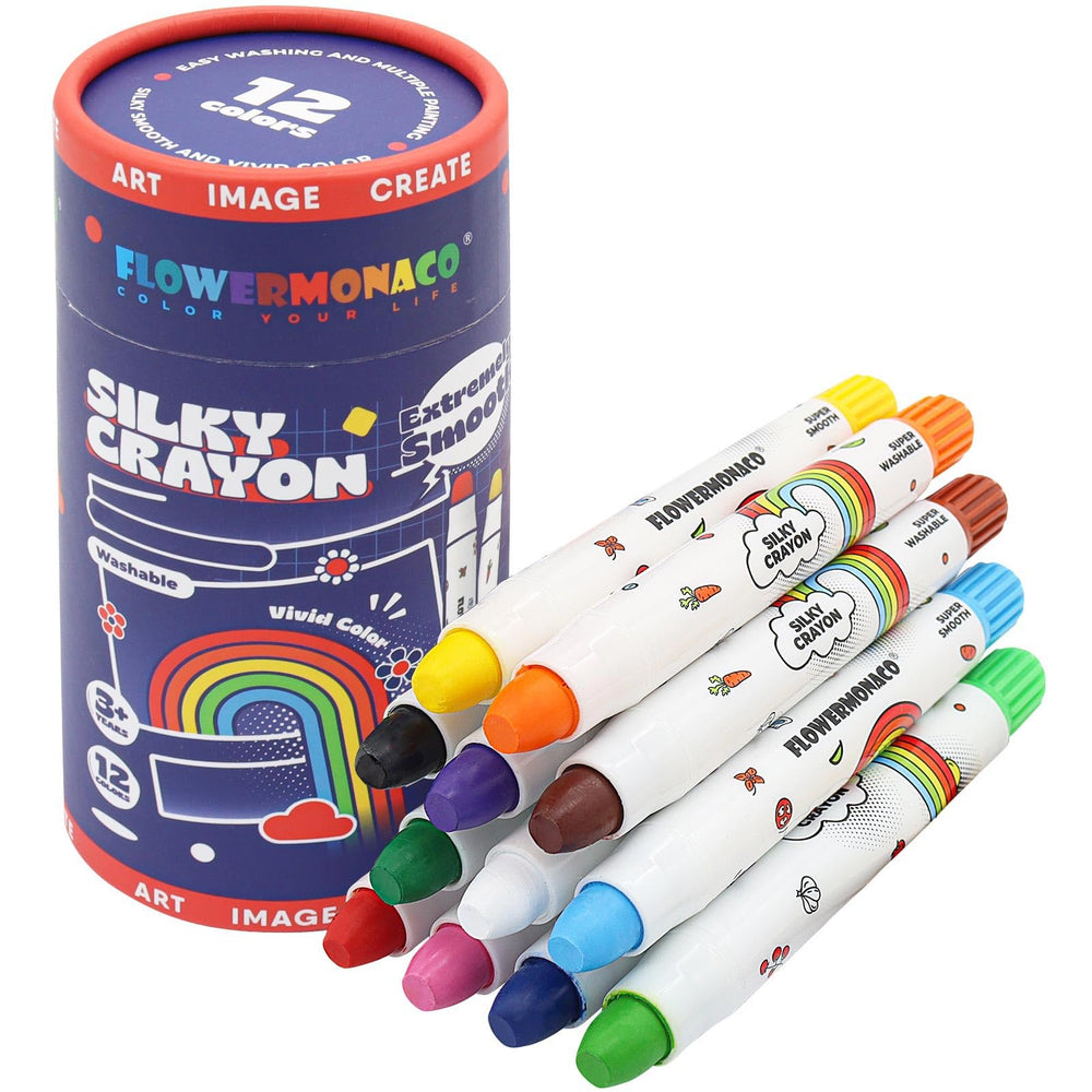 Lebze Flower Monaco 12-color toddler crayons in a jumbo pack for easy grip and creative play.
