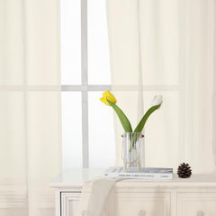 Lecloud Cream Sheer Curtains light-filtering view through window brightening the space