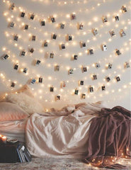 LECLSTAR 17ft 50-LED fairy lights with clear clips illuminate photos and ambiance