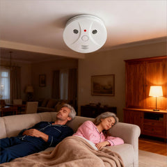 Lecoolife smoke detector showcasing photoelectric sensor for early smoldering fire detection.