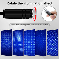 LEDCARE USB Star Projector showcasing rotation patterns for varied scenes