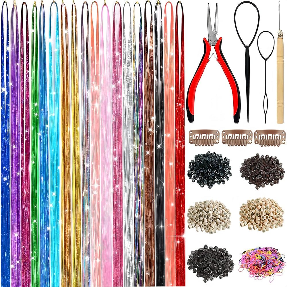LEDIZE hair tinsel kit packaging shows 18 colors for versatile daily styling